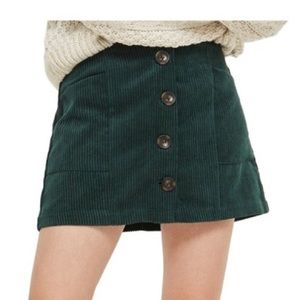 Topshop Corduroy Green Pocket Mini Skirt